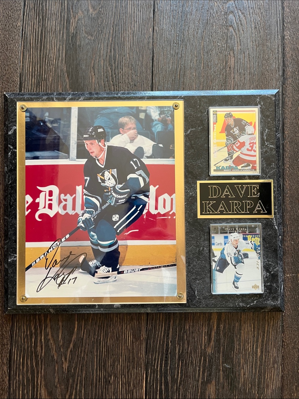 NHL Signed Framed Dave Karpa Photo & Trading Cards